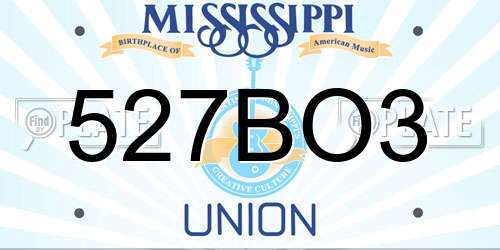527BO3 Mississippi License Plate