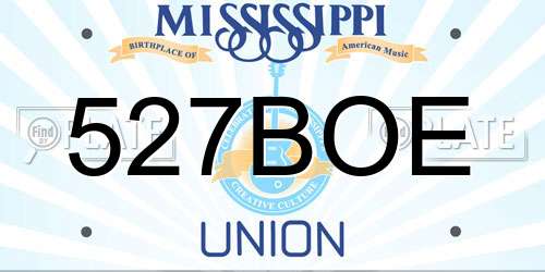 527BOE Mississippi License Plate