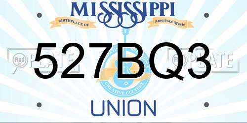 527BQ3 Mississippi License Plate