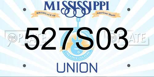 527S03 Mississippi License Plate