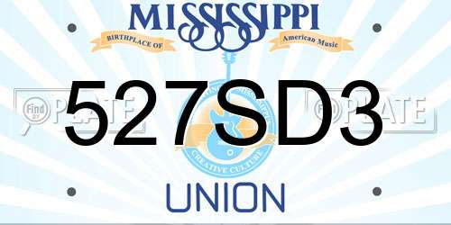 527SD3 Mississippi License Plate