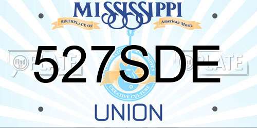 527SDE Mississippi License Plate