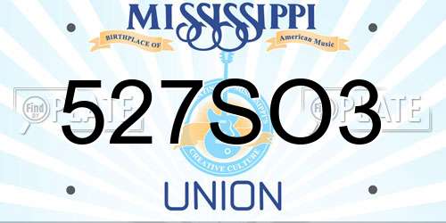 527SO3 Mississippi License Plate