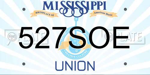 527SOE Mississippi License Plate