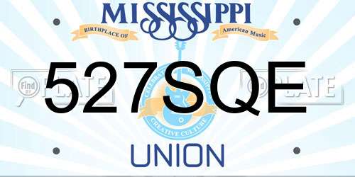 527SQE Mississippi License Plate