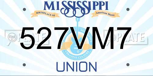 527VM7 Mississippi License Plate