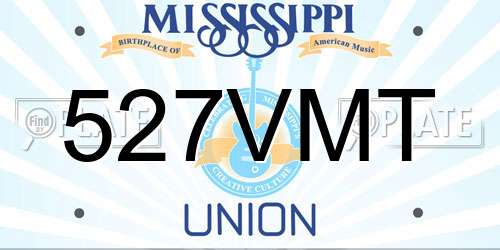 527VMT Mississippi License Plate