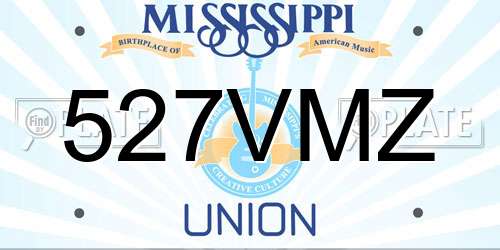 527VMZ Mississippi License Plate