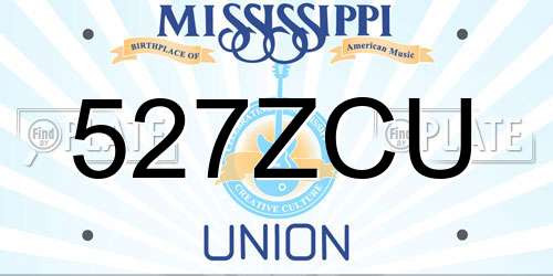 527ZCU Mississippi License Plate