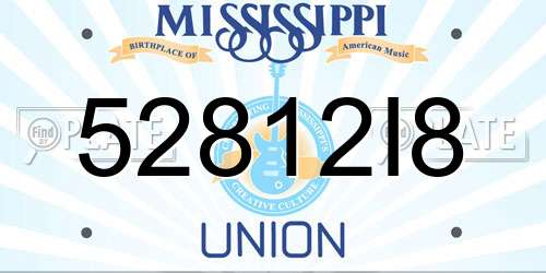 52812I8 Mississippi License Plate