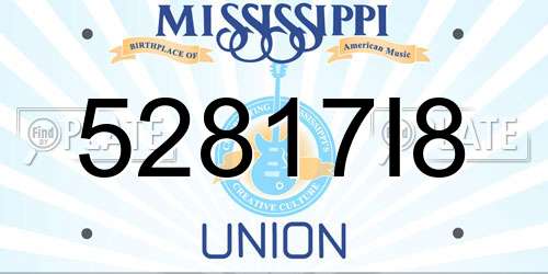 52817I8 Mississippi License Plate
