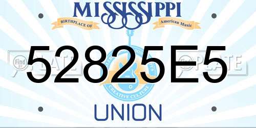 52825E5 Mississippi License Plate