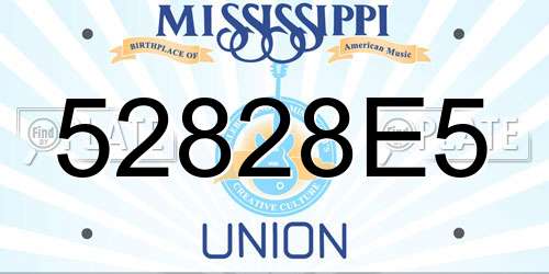 52828E5 Mississippi License Plate