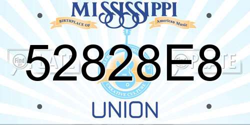 52828E8 Mississippi License Plate