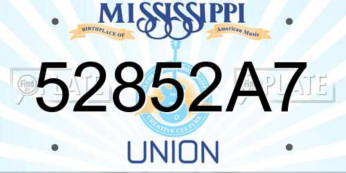 52852A7 Mississippi License Plate