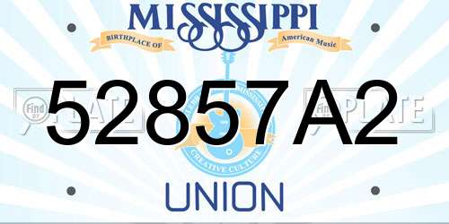 52857A2 Mississippi License Plate