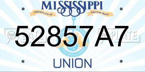 52857A7 Mississippi License Plate