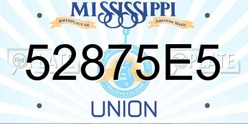 52875E5 Mississippi License Plate