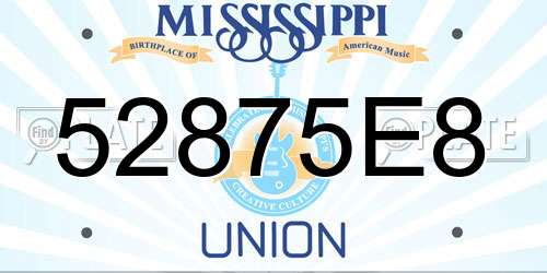52875E8 Mississippi License Plate