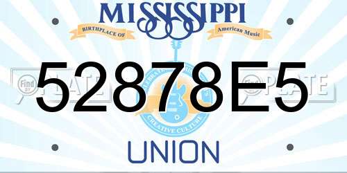 52878E5 Mississippi License Plate