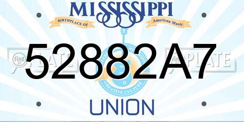 52882A7 Mississippi License Plate