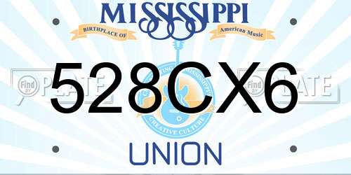 528CX6 Mississippi License Plate