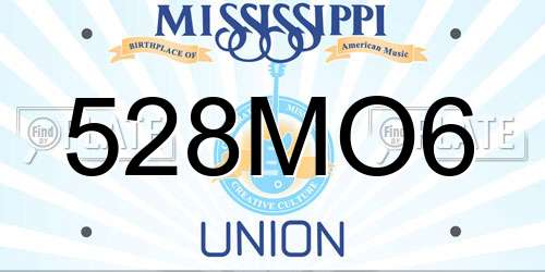 528MO6 Mississippi License Plate