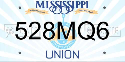 528MQ6 Mississippi License Plate