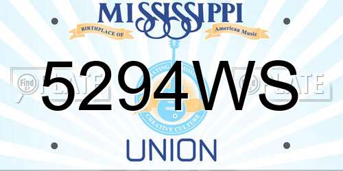 5294WS Mississippi License Plate