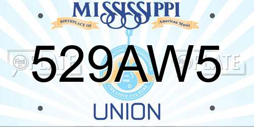 529AW5 Mississippi License Plate