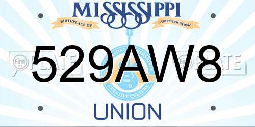 529AW8 Mississippi License Plate