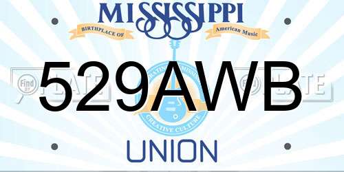 529AWB Mississippi License Plate