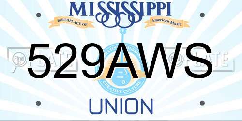 529AWS Mississippi License Plate