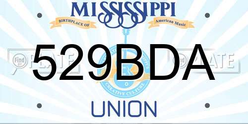 529BDA Mississippi License Plate