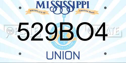 529BO4 Mississippi License Plate
