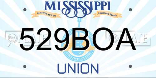 529BOA Mississippi License Plate