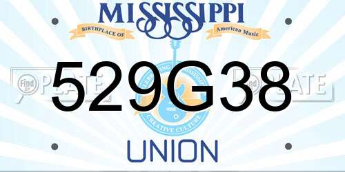 529G38 Mississippi License Plate