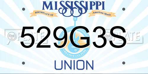 529G3S Mississippi License Plate