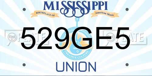 529GE5 Mississippi License Plate