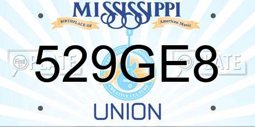 529GE8 Mississippi License Plate