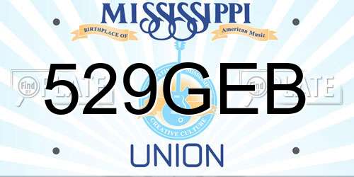 529GEB Mississippi License Plate