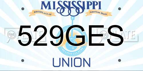 529GES Mississippi License Plate