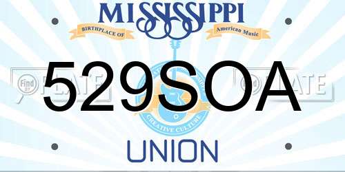 529SOA Mississippi License Plate