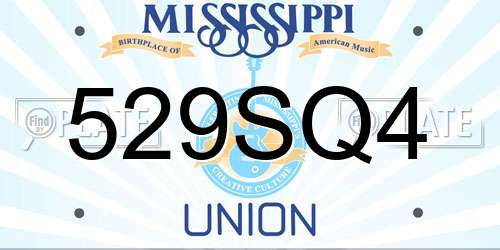 529SQ4 Mississippi License Plate