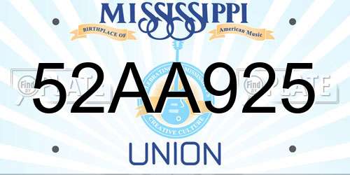 52AA925 Mississippi License Plate