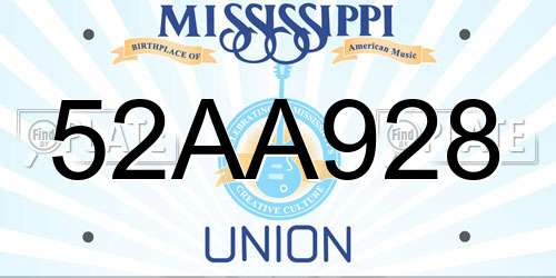 52AA928 Mississippi License Plate