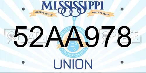 52AA978 Mississippi License Plate