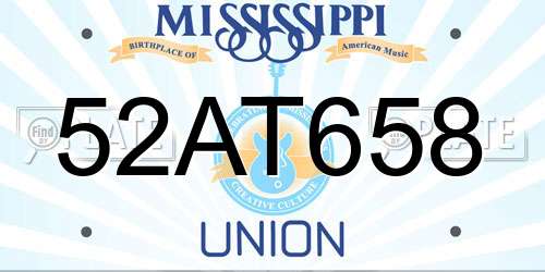 52AT658 Mississippi License Plate