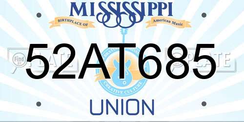 52AT685 Mississippi License Plate