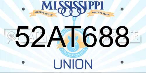 52AT688 Mississippi License Plate